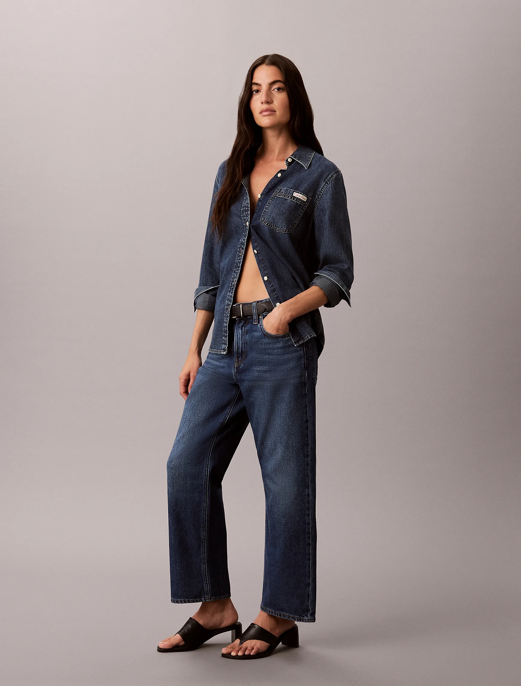 CK JEANS Quần Jeans Nữ Relaxed Crop Fit