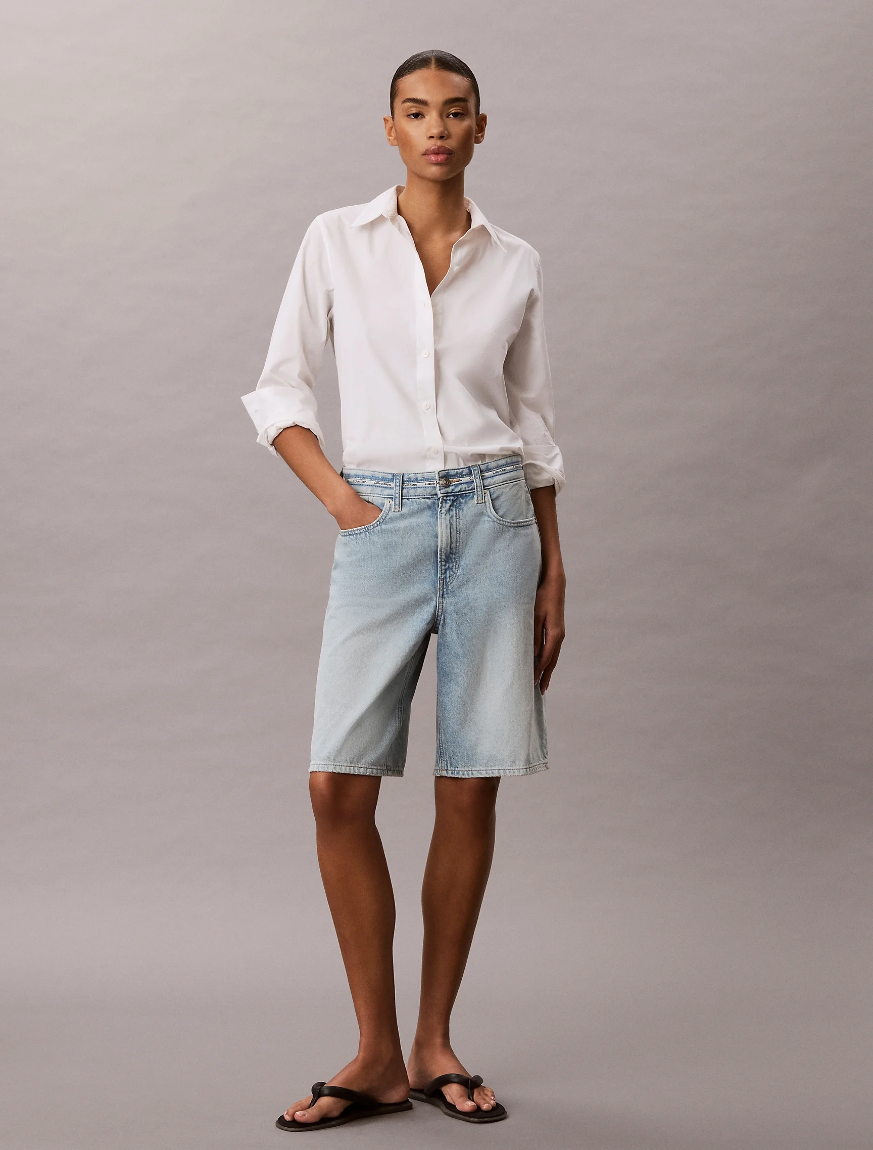 CK JEANS Quần Ngắn Nữ Relaxed Straight Fit