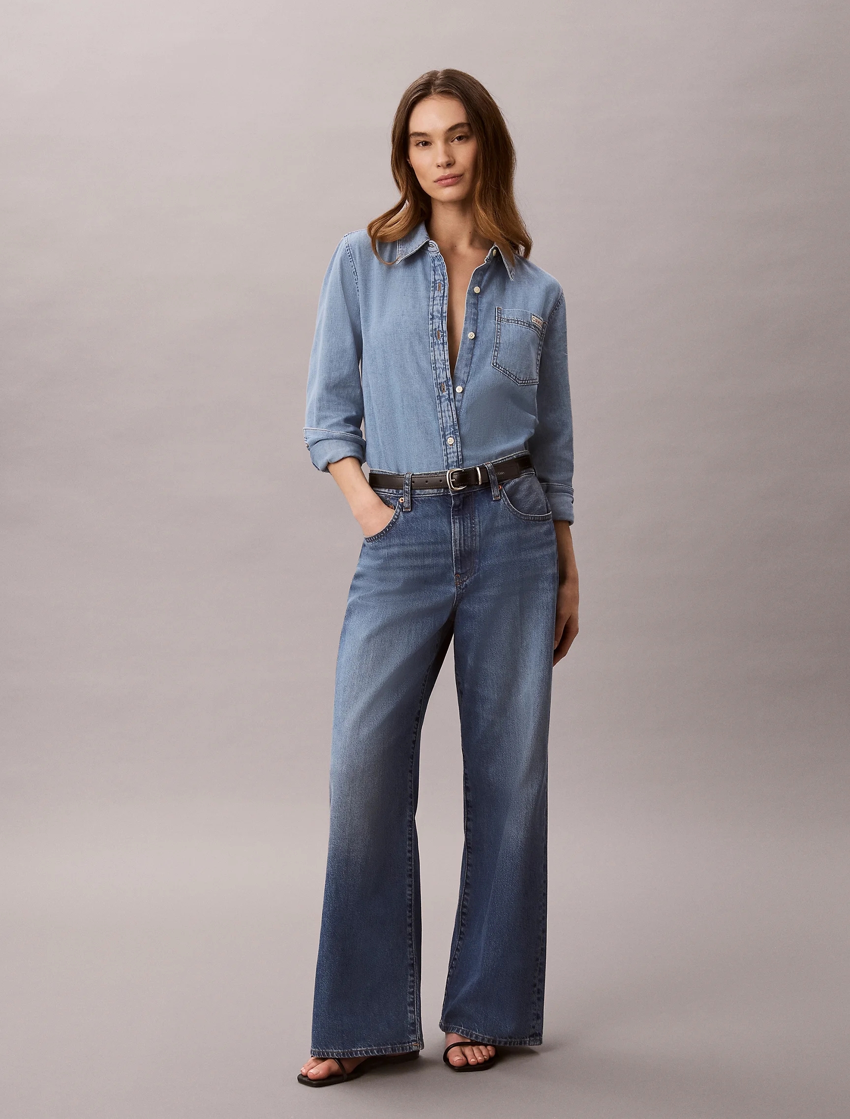 CK JEANS Quần Jeans Nữ Wide Leg Fit
