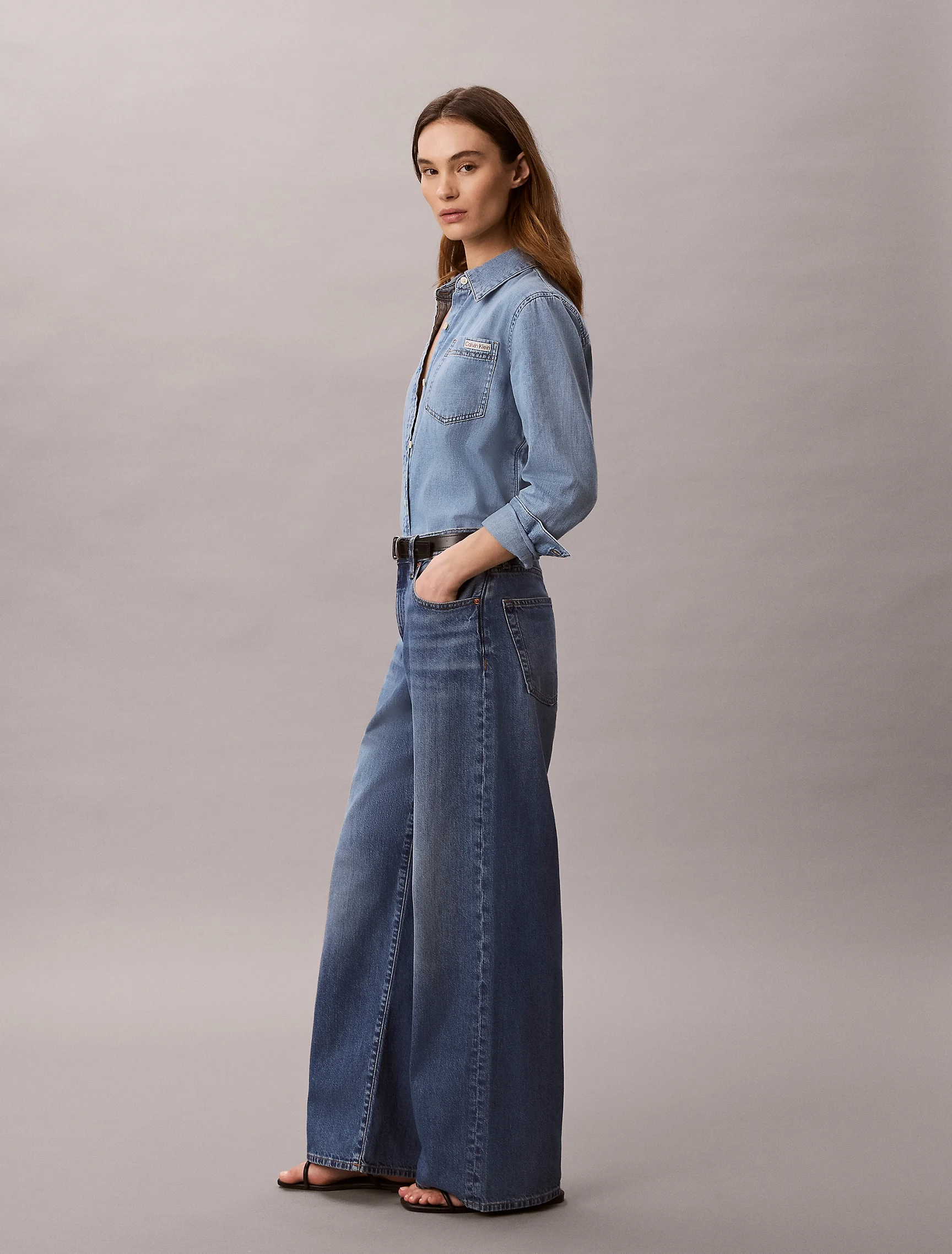 CK JEANS Quần Jeans Nữ Wide Leg Fit