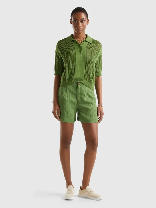 UNITED COLORS OF BENETTON Quần Ngắn Nữ Bermuda Shorts In Sustainable Viscose Blend