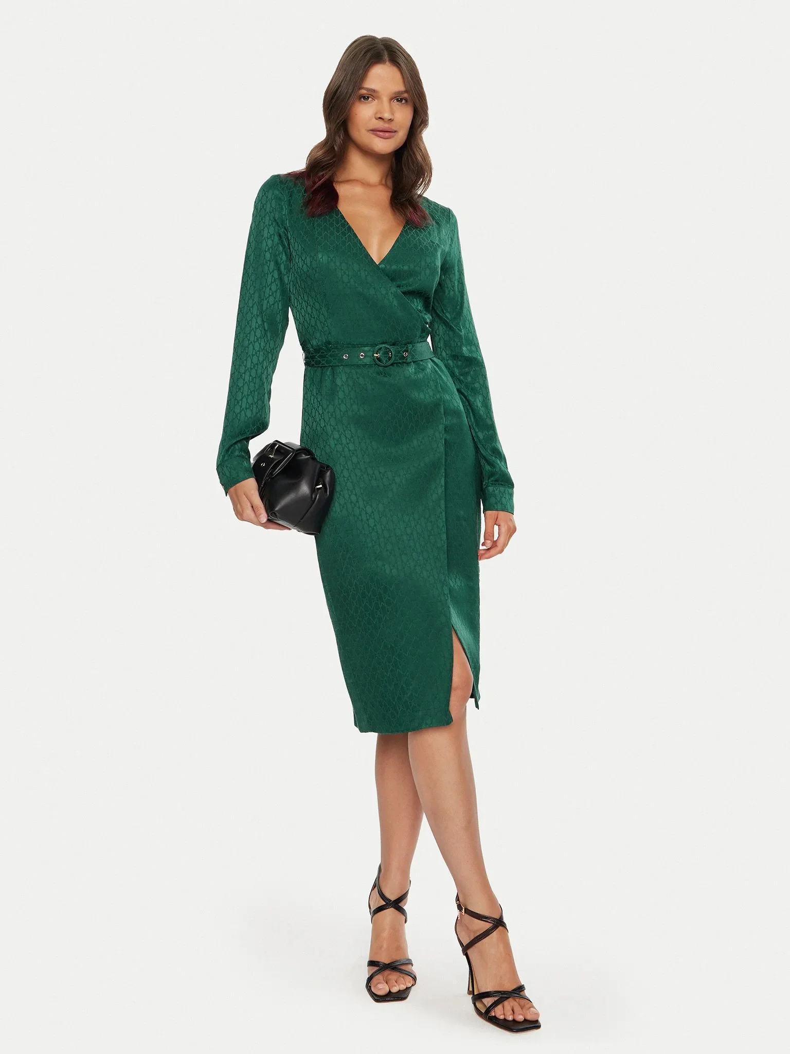 GUESS MARCIANO Đầm Nữ - Amalia Ls Vcollar Belted Dress