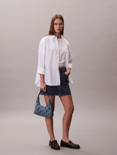 CK ACCESSORIES Túi Nữ Denim Allover Emblem Logo Shoulder Bag