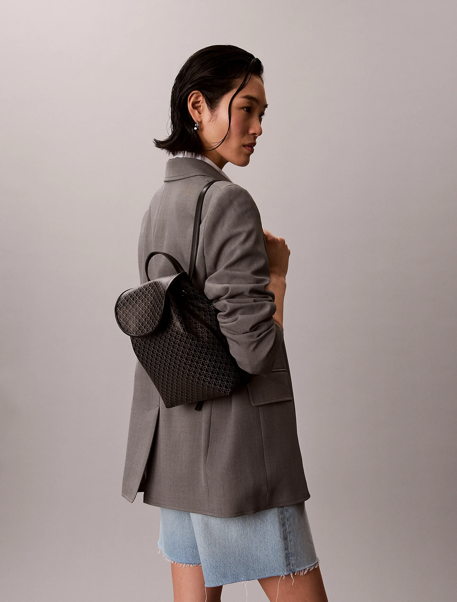 CK ACCESSORIES Balo Nữ Emblem Aop Mini Backpack