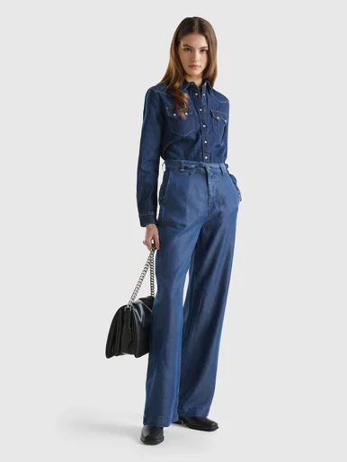 UNITED COLORS OF BENETTON Quần Dài Nữ Wide Trousers In Sustainable Viscose