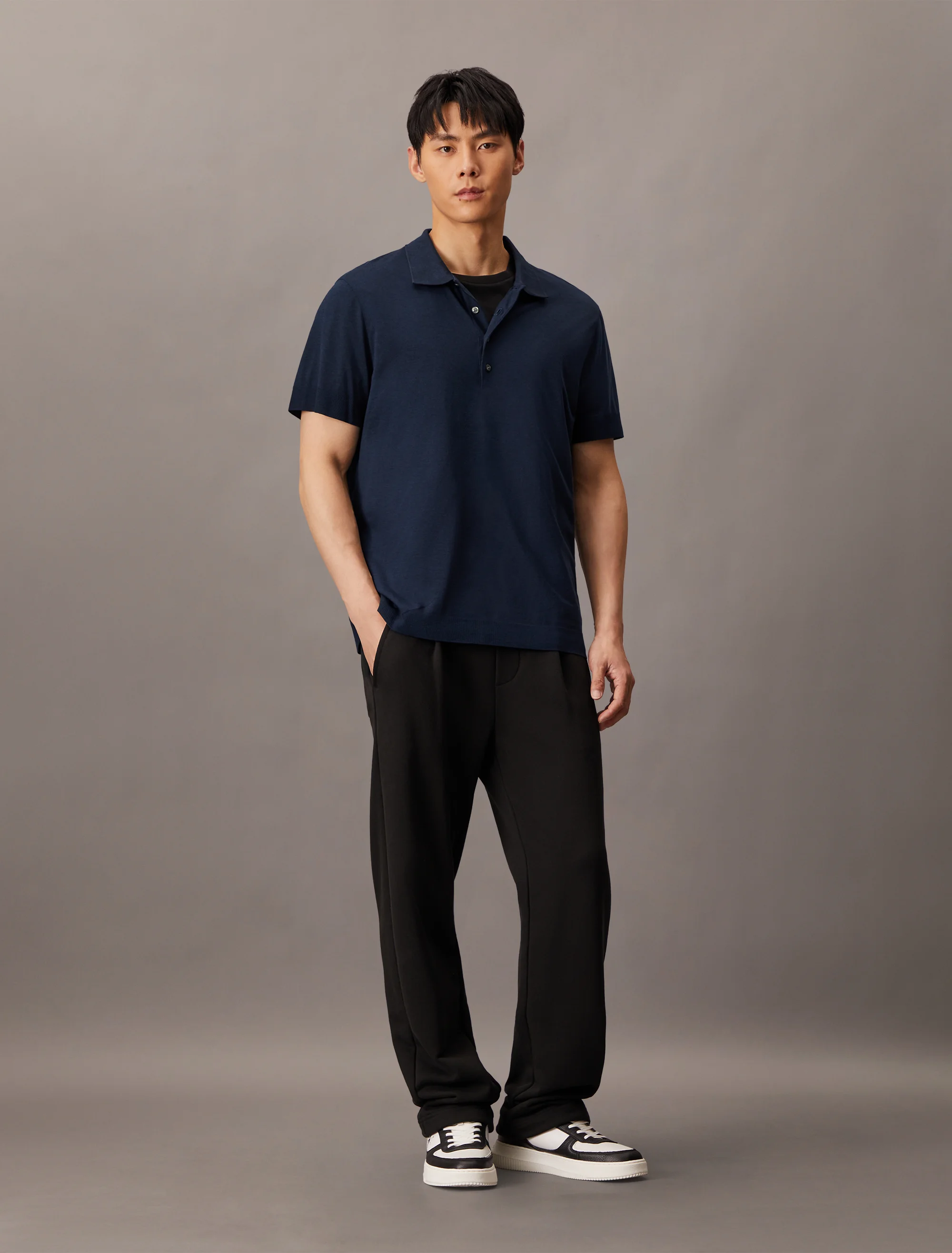 CK JEANS Áo Polo Nam Fine Knit Lyocell Blend