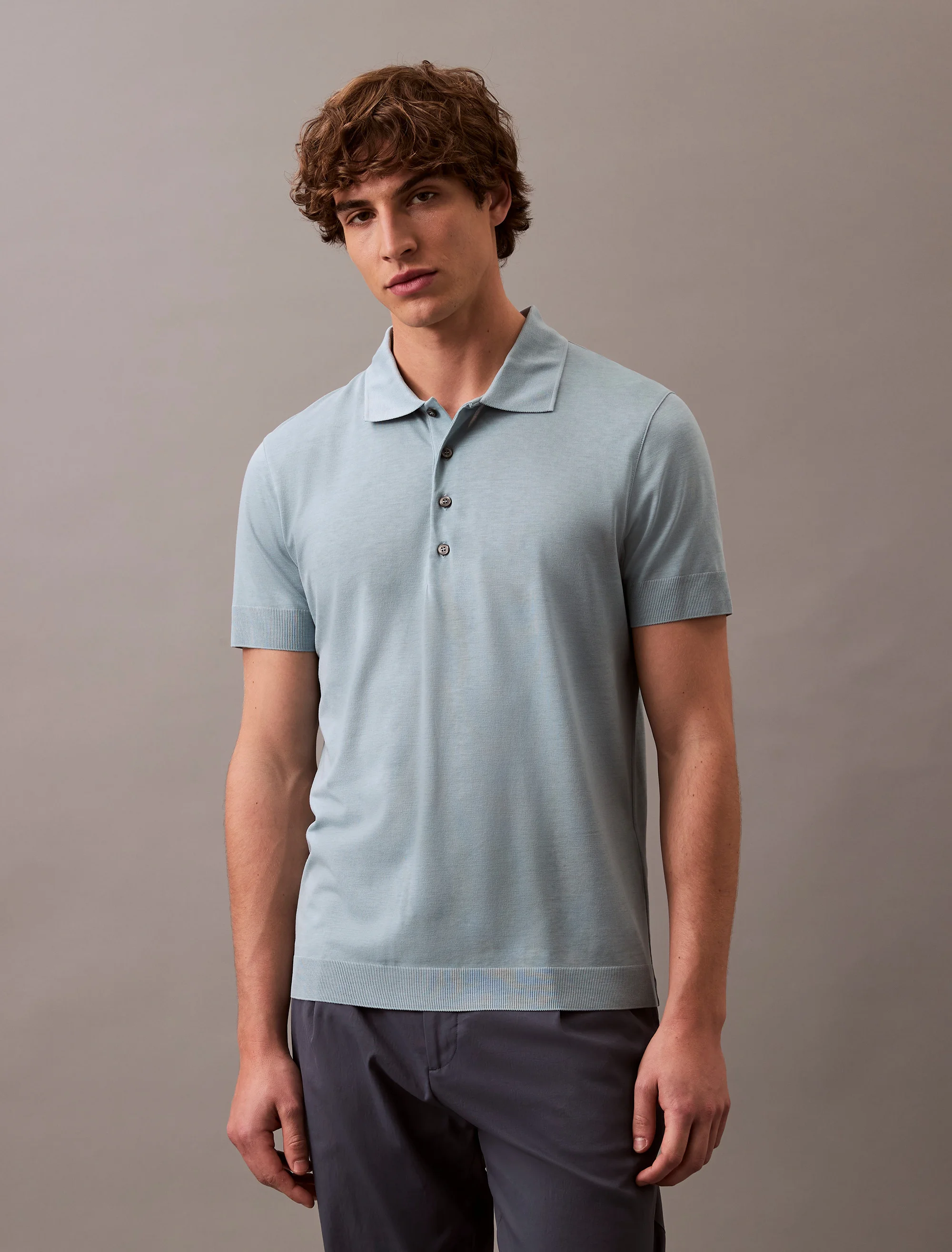 CK JEANS Áo Polo Nam Fine Knit Lyocell Blend