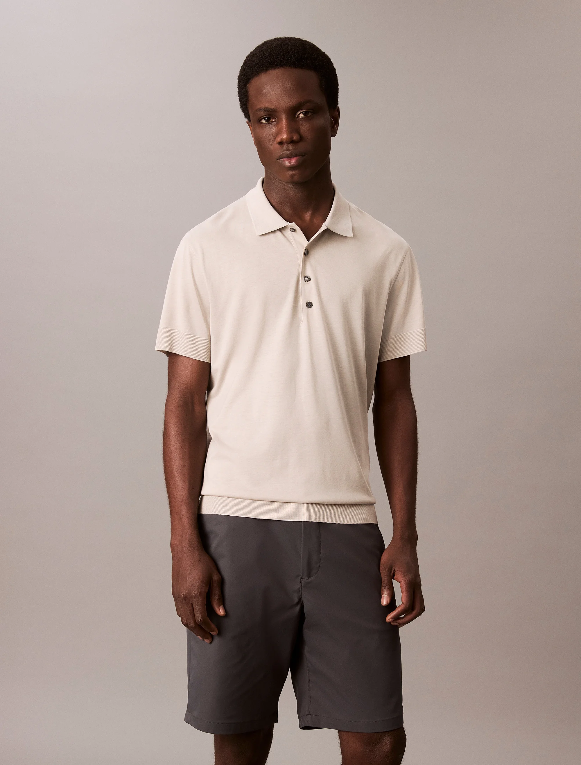 CK JEANS Áo Polo Nam Fine Knit Lyocell Blend