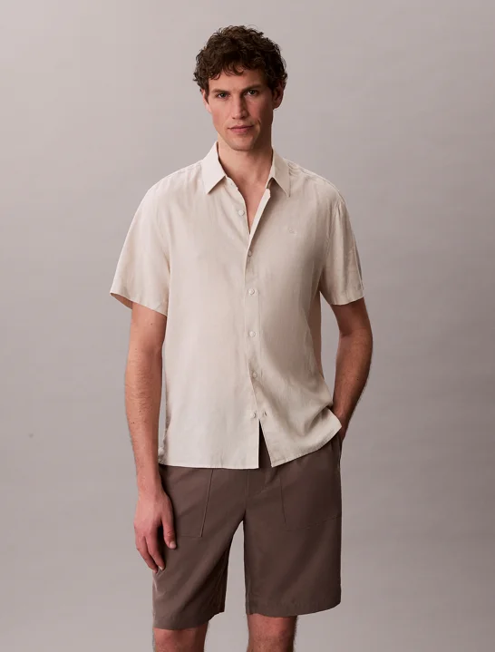 CK JEANS Áo Sơ Mi Nam Solid Linen Classic Shirt