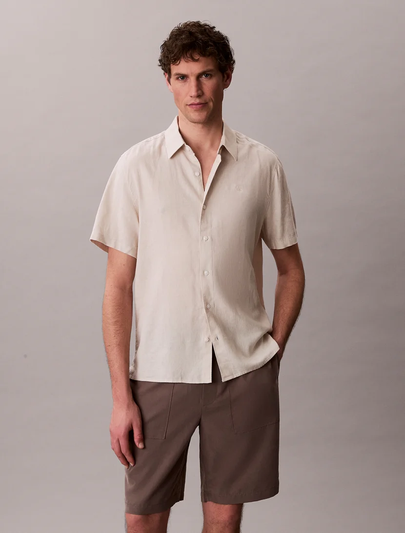CK JEANS Áo Sơ Mi Nam Solid Linen Classic Shirt