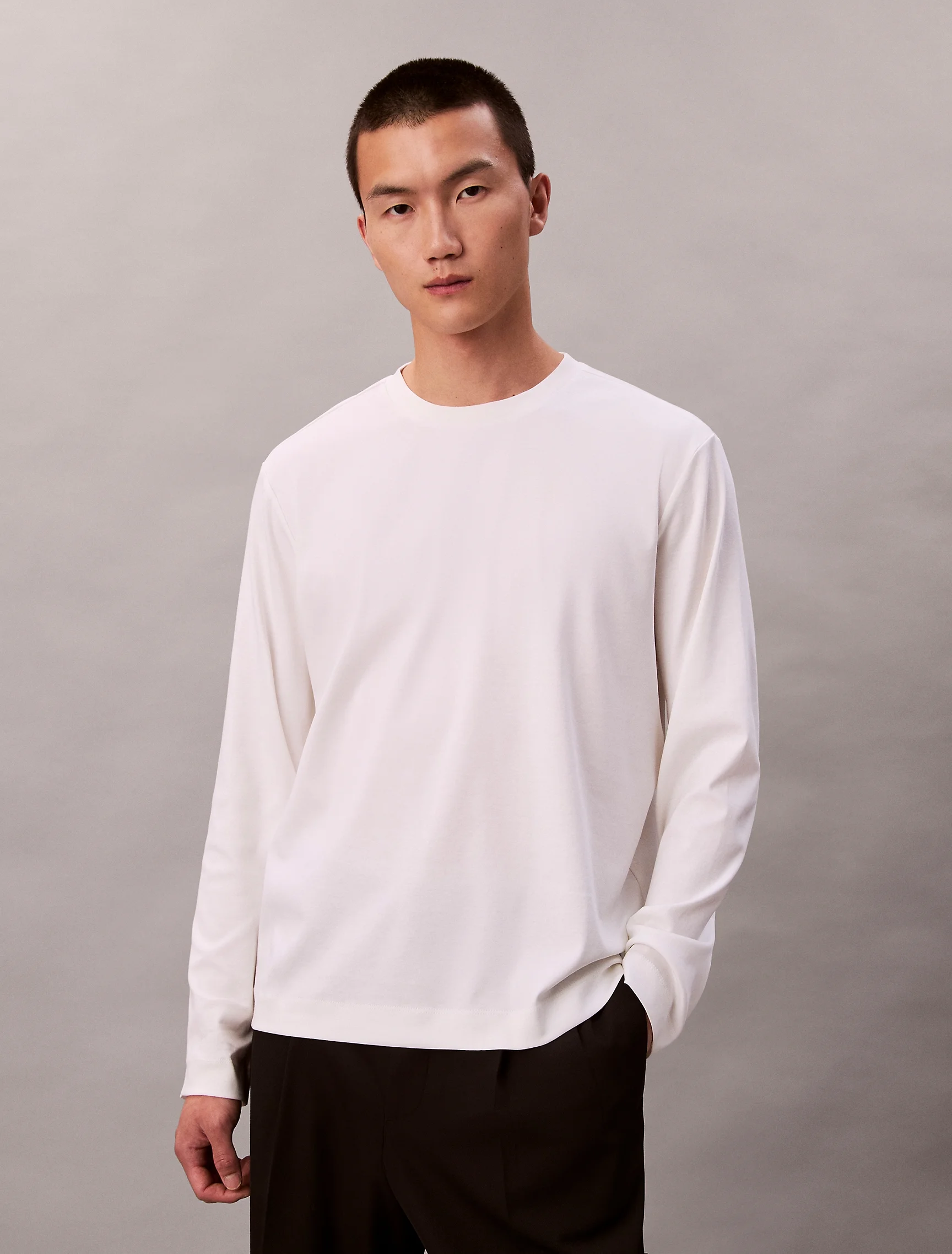 CK JEANS Áo Thun Nam LS Premium Interlock Cotton Te