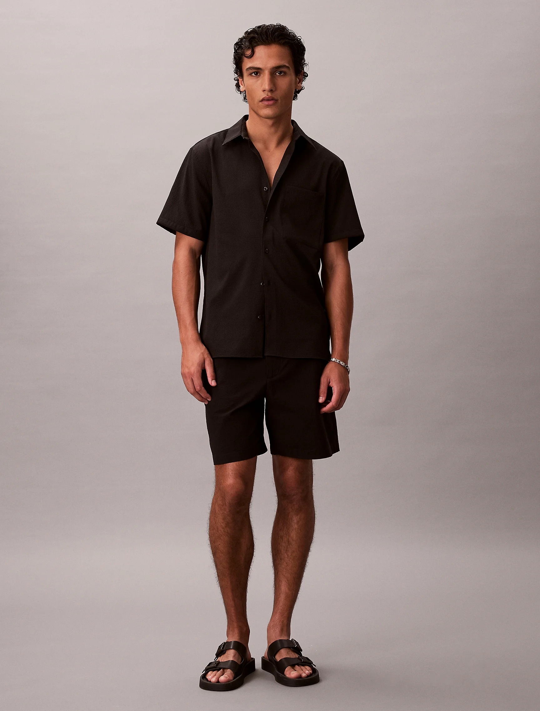 CK JEANS Áo Sơ Mi Nam SS Solid Seersucker Classic Shirt
