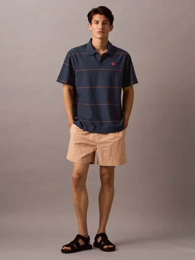 CK JEANS Áo Polo Nam Stripe Relaxed Polo Shirt
