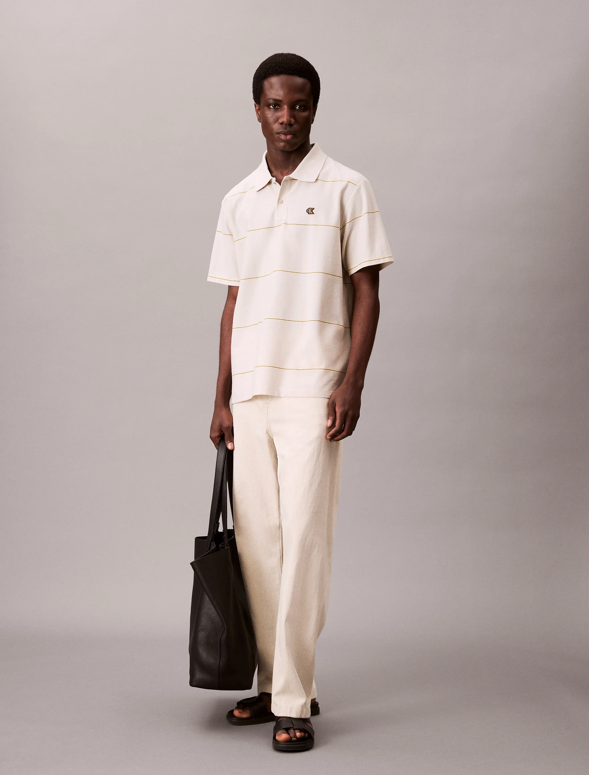 CK JEANS Áo Polo Nam Stripe Relaxed Polo Shirt