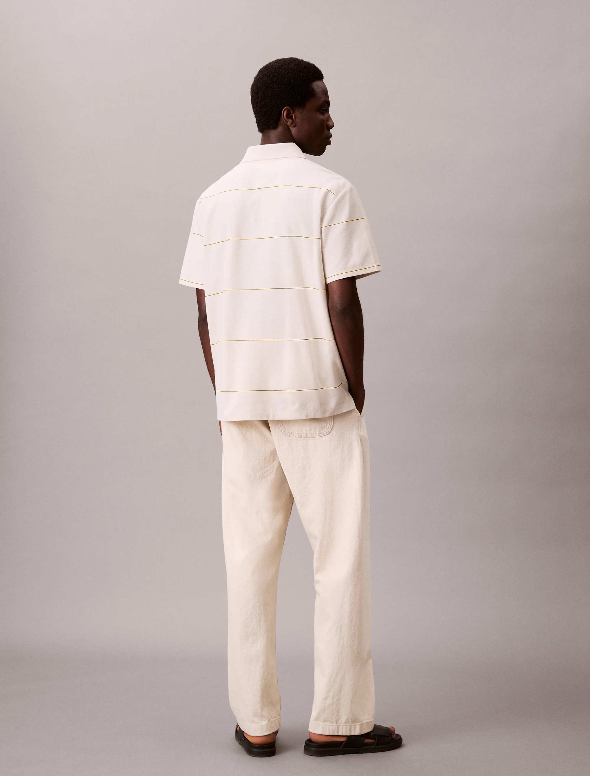 CK JEANS Áo Polo Nam Stripe Relaxed Polo Shirt