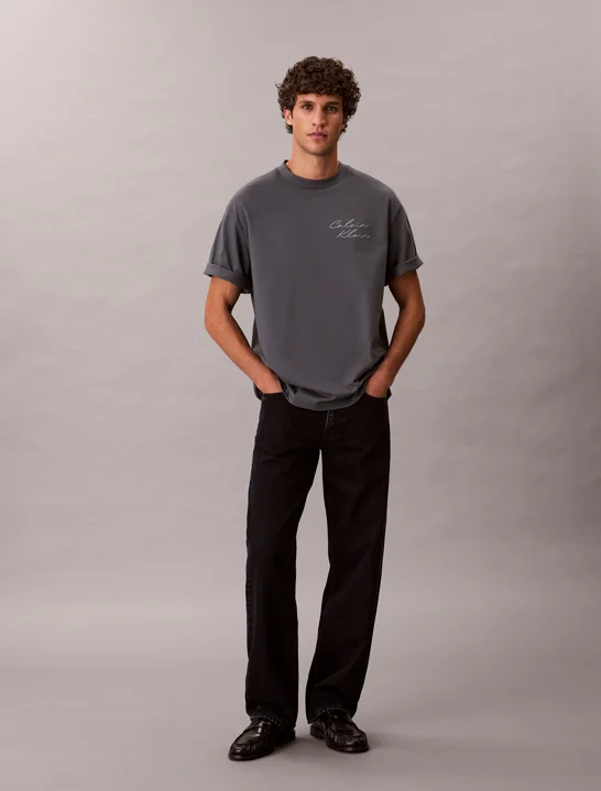 CK JEANS Áo Thun Nam Relaxed Script Logo T-shirt