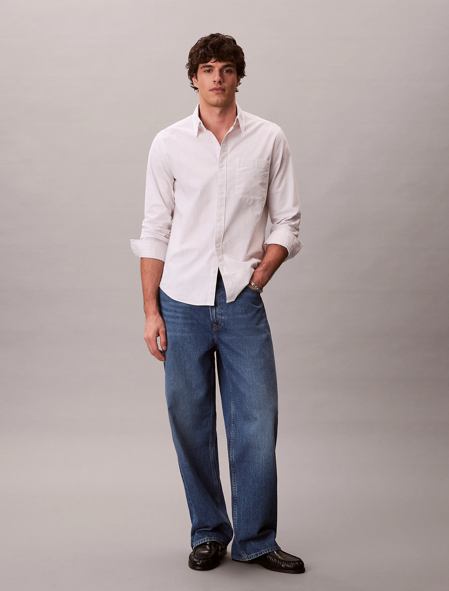 CK JEANS Áo Sơ Mi Nam LS Stripe Oxford Classic Shirt