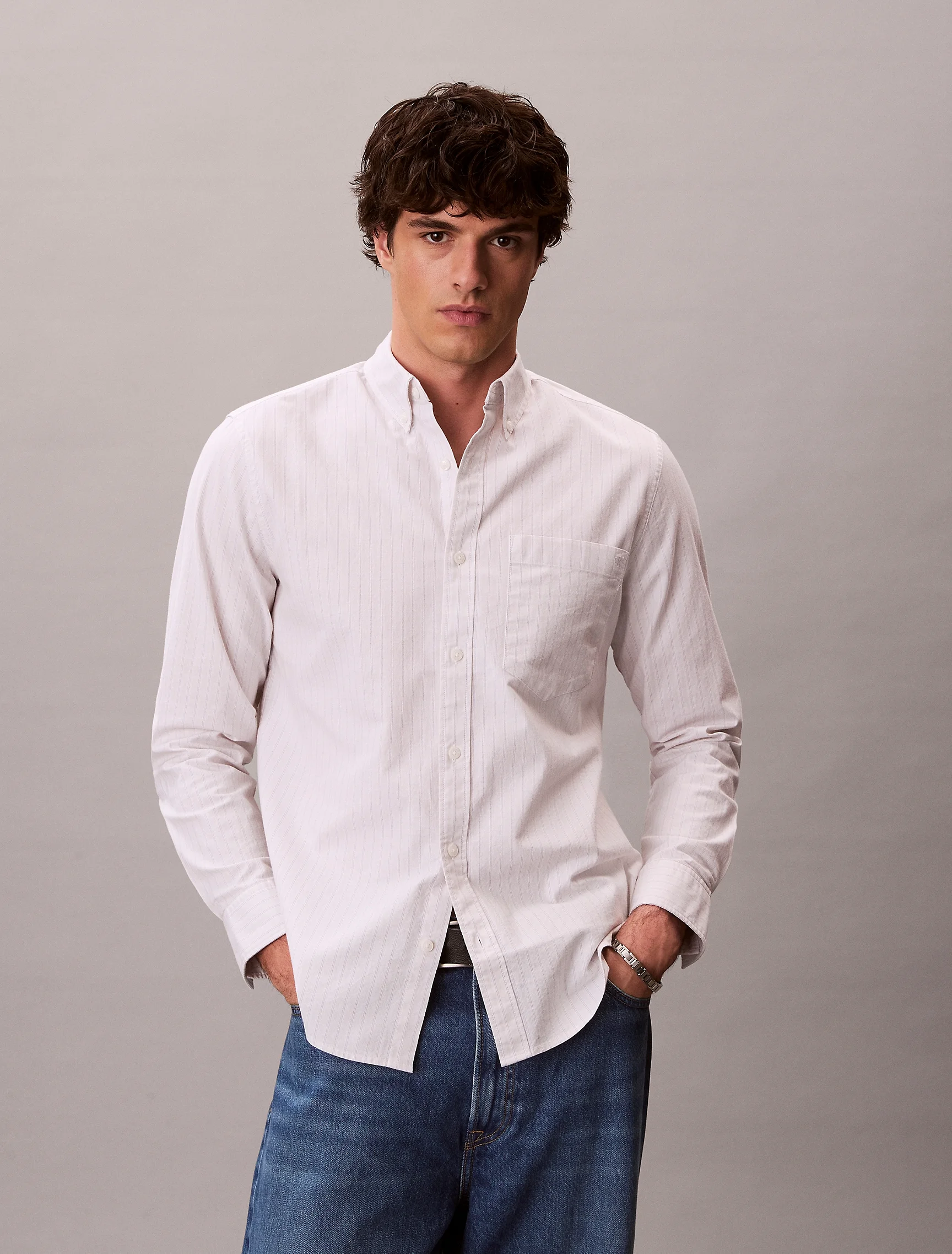 CK JEANS Áo Sơ Mi Nam LS Stripe Oxford Classic Shirt