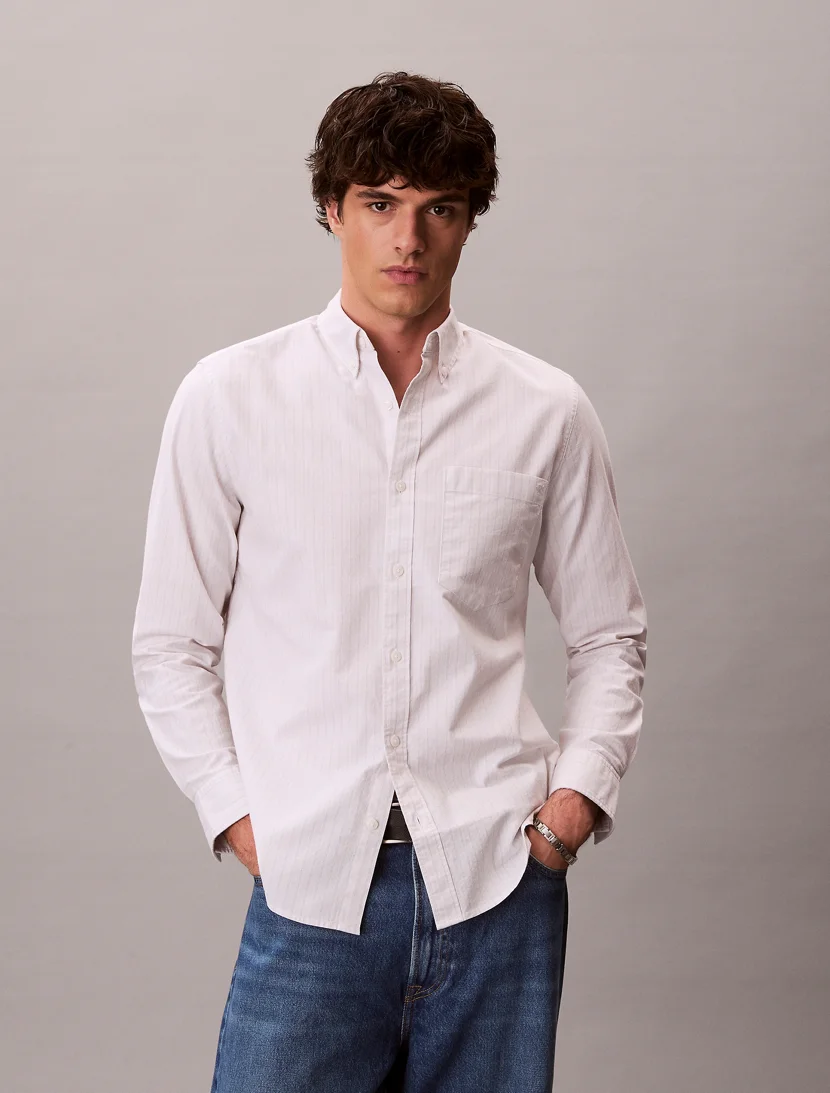 CK JEANS Áo Sơ Mi Nam LS Stripe Oxford Classic Shirt