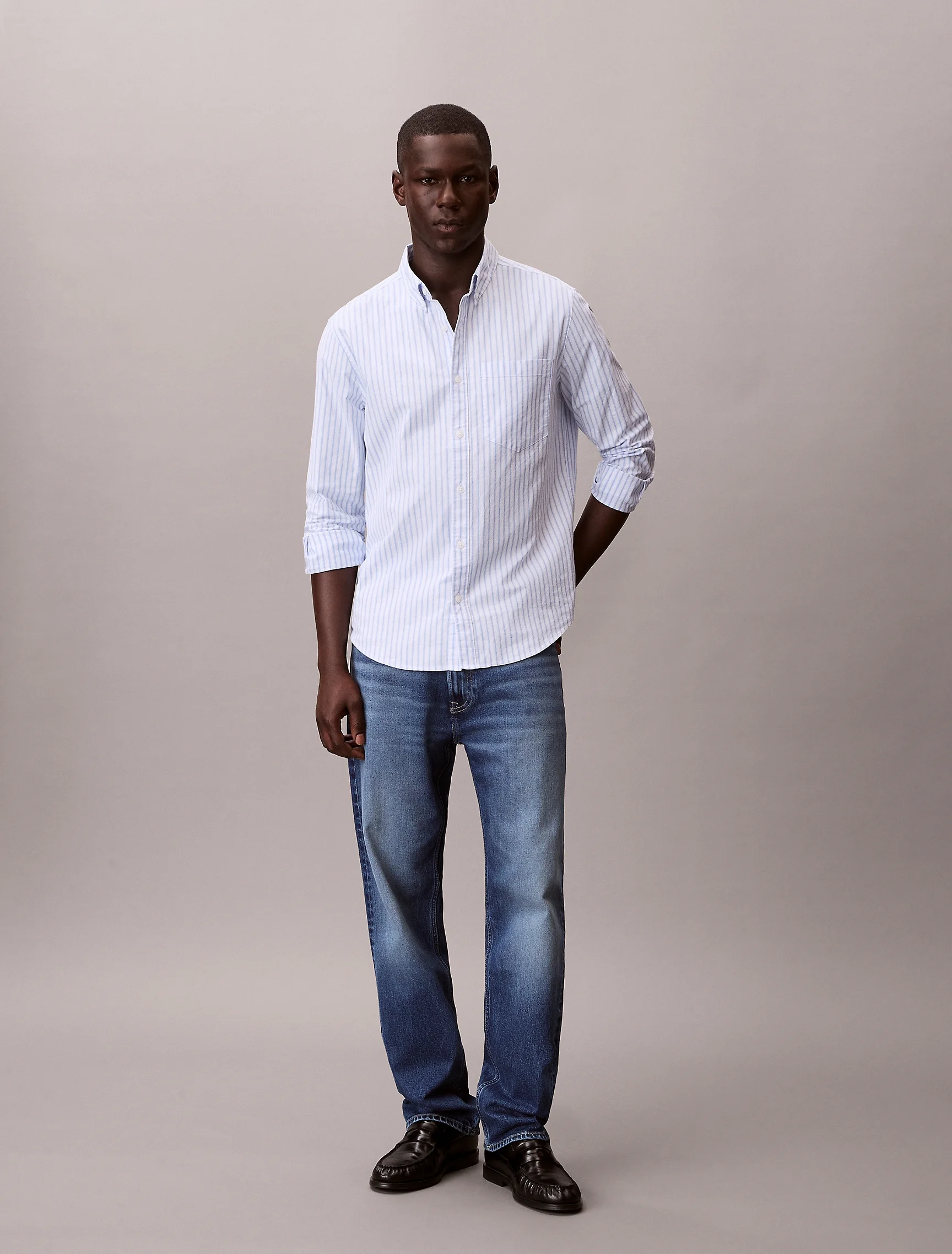 CK JEANS Áo Sơ Mi Nam LS Stripe Oxford Classic Shirt