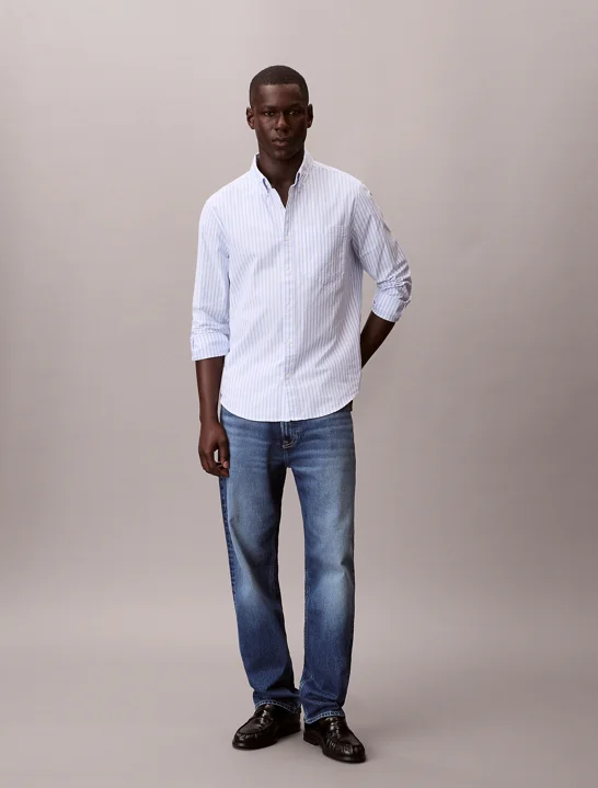 CK JEANS Áo Sơ Mi Nam LS Stripe Oxford Classic Shirt