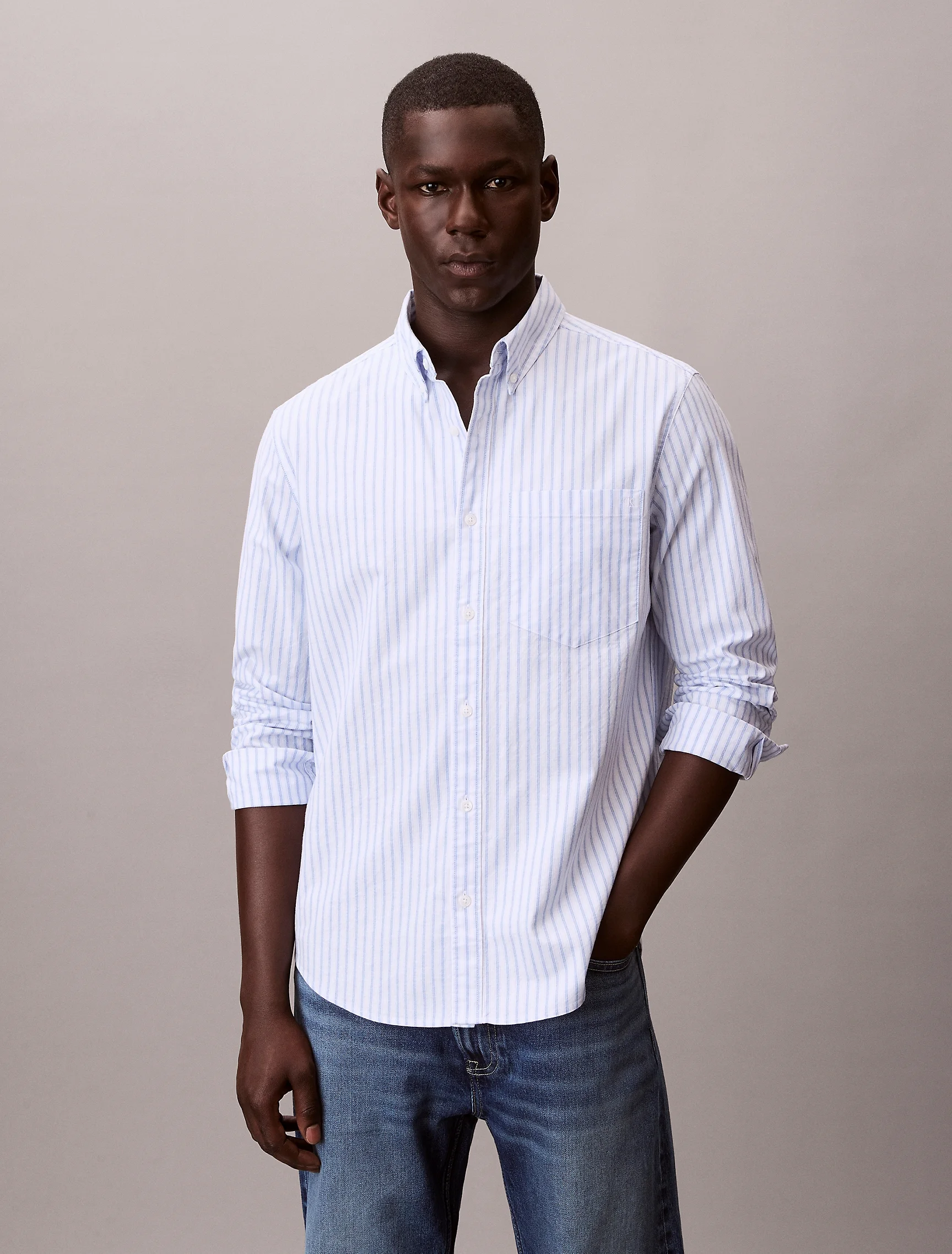 CK JEANS Áo Sơ Mi Nam LS Stripe Oxford Classic Shirt