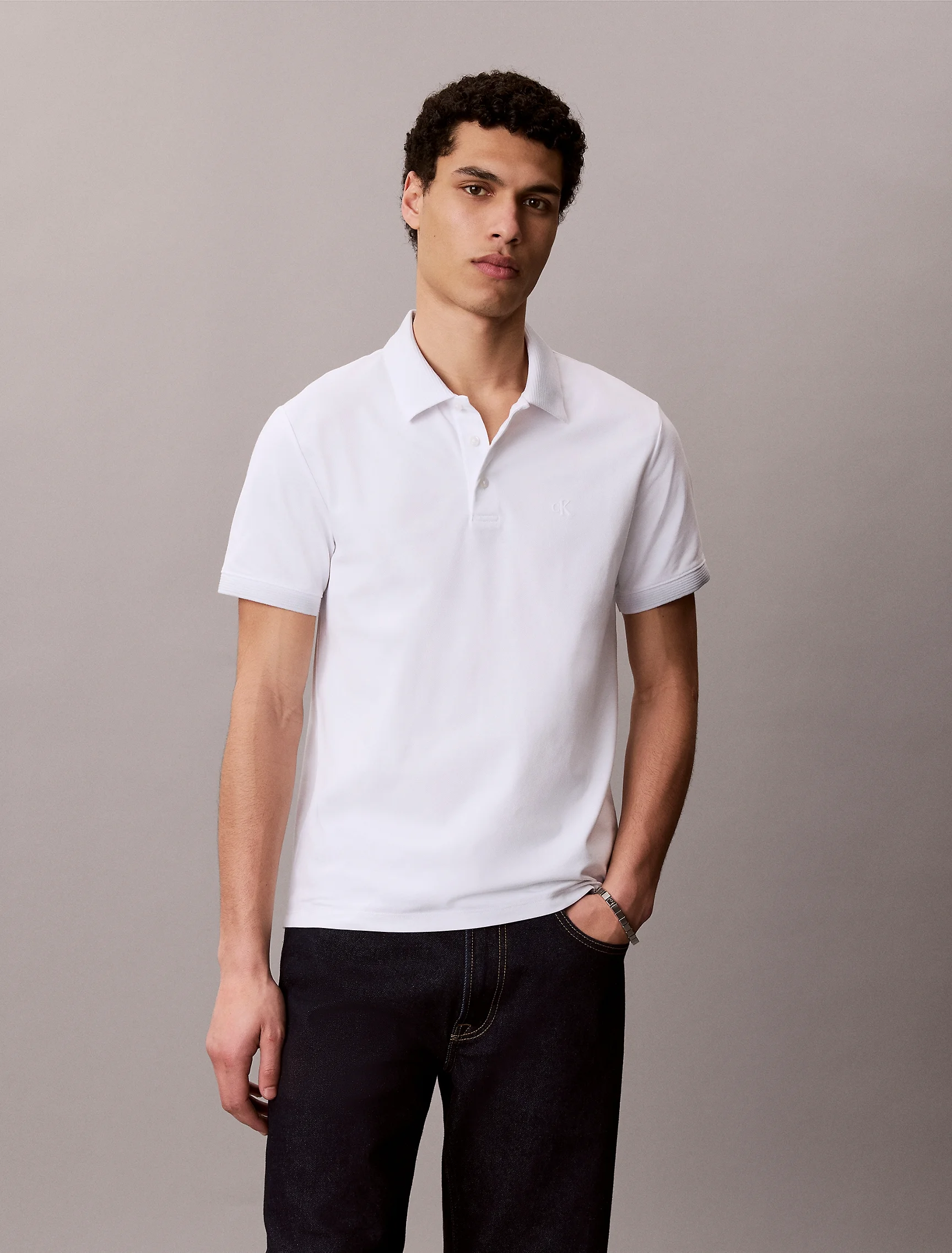 CK JEANS Áo Polo Nam Cooling Pique Ottoman Cllr