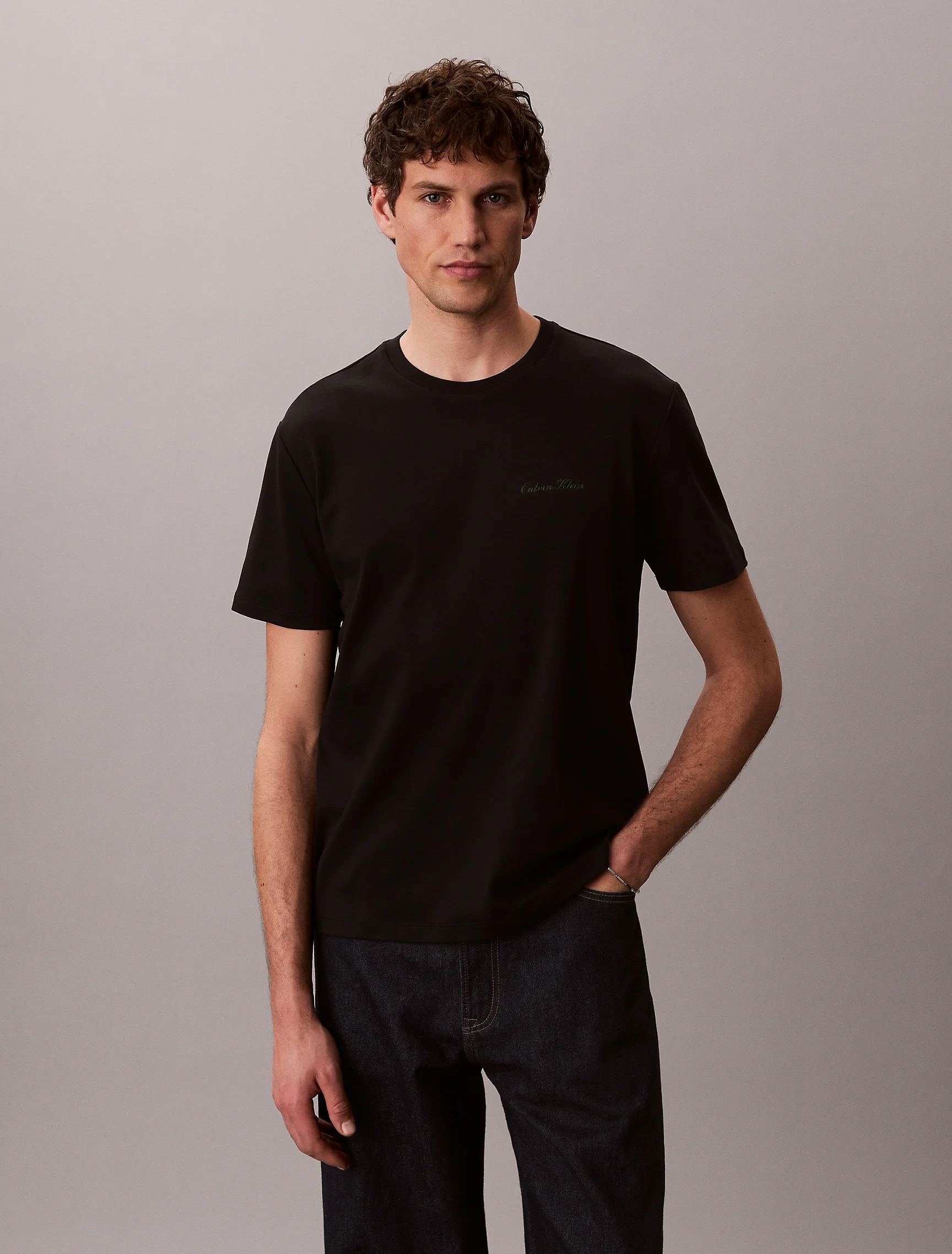 CK JEANS Áo Thun Nam Script Logo Tee