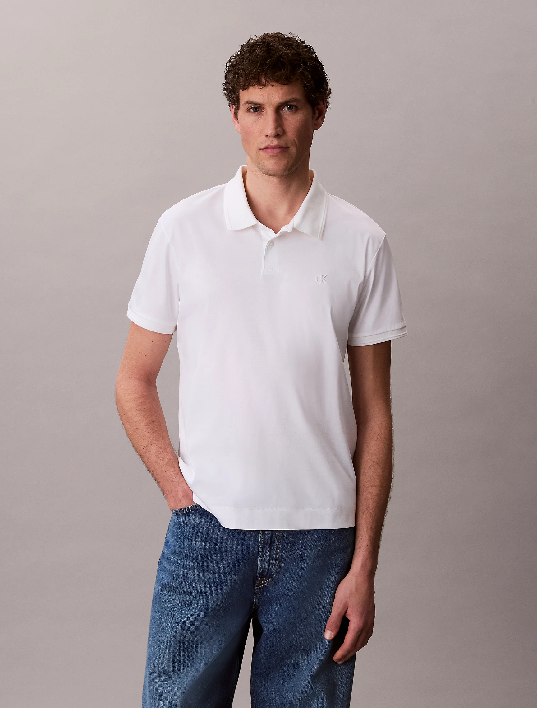 CK JEANS Áo Polo Nam Mercerized Slim Polo