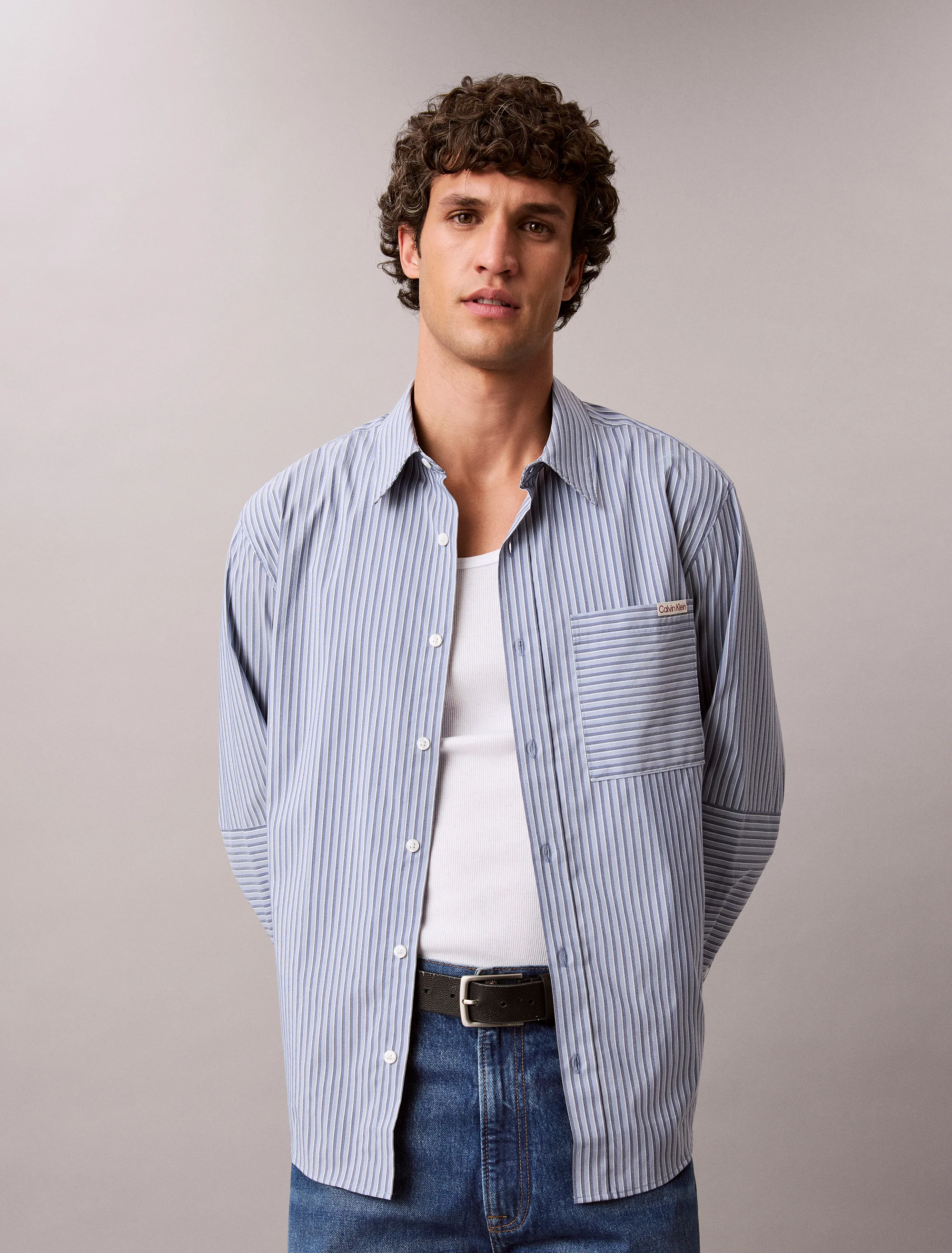 CK JEANS Áo Sơ Mi Nam Multi Stripe Coolmax Relaxed Shirt