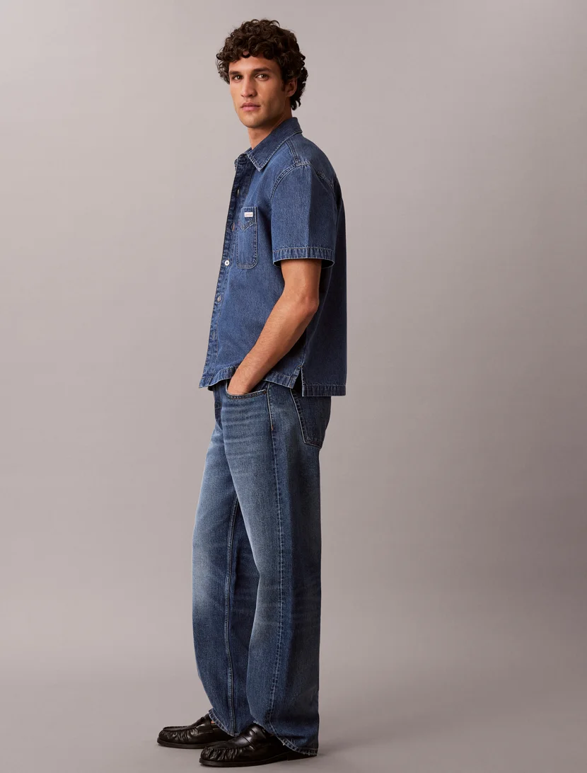 CK JEANS Áo Sơ Mi Nam Boxy Denim Short Sleeve Shirt