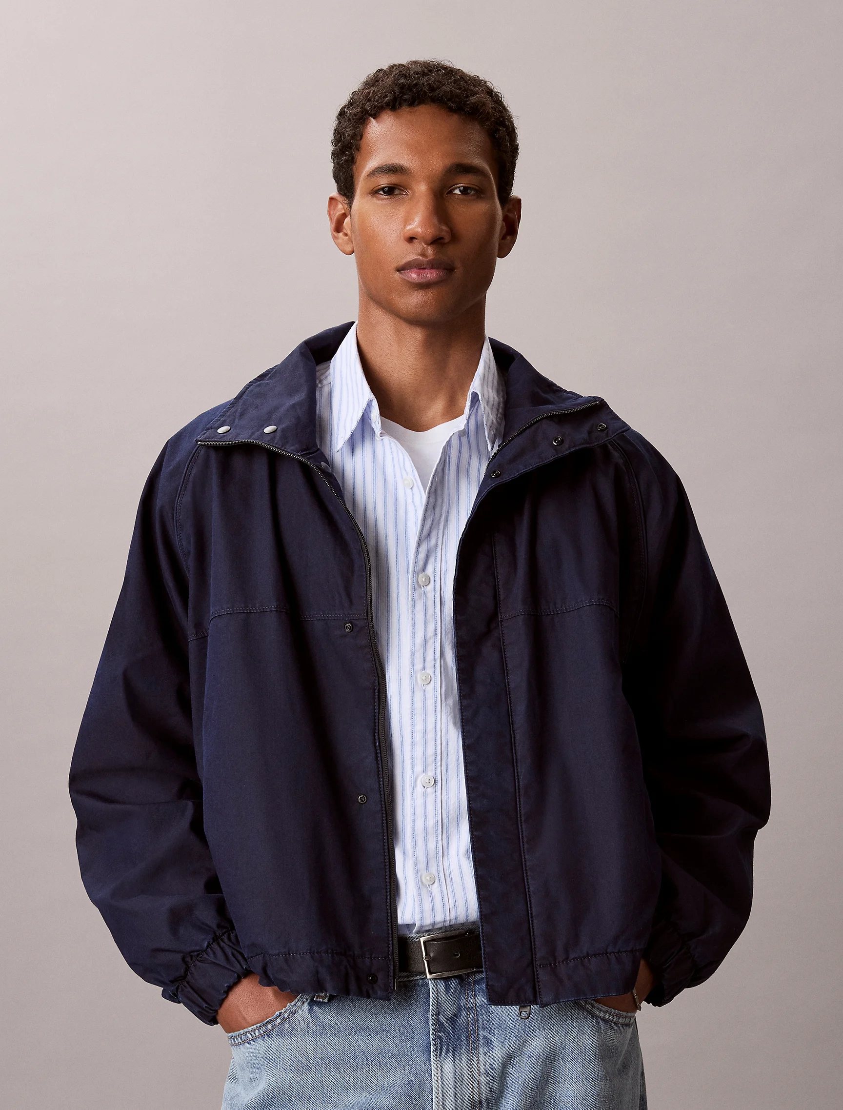 CK JEANS Áo Khoác Nam Lightweight Indigo Denim Track Jacket