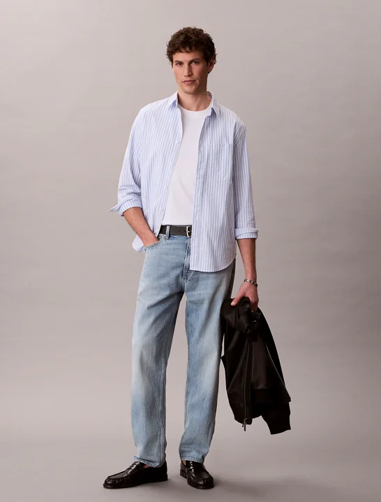 CK JEANS Quần Jeans Nam 90S Taper Driftwood Blue Jean