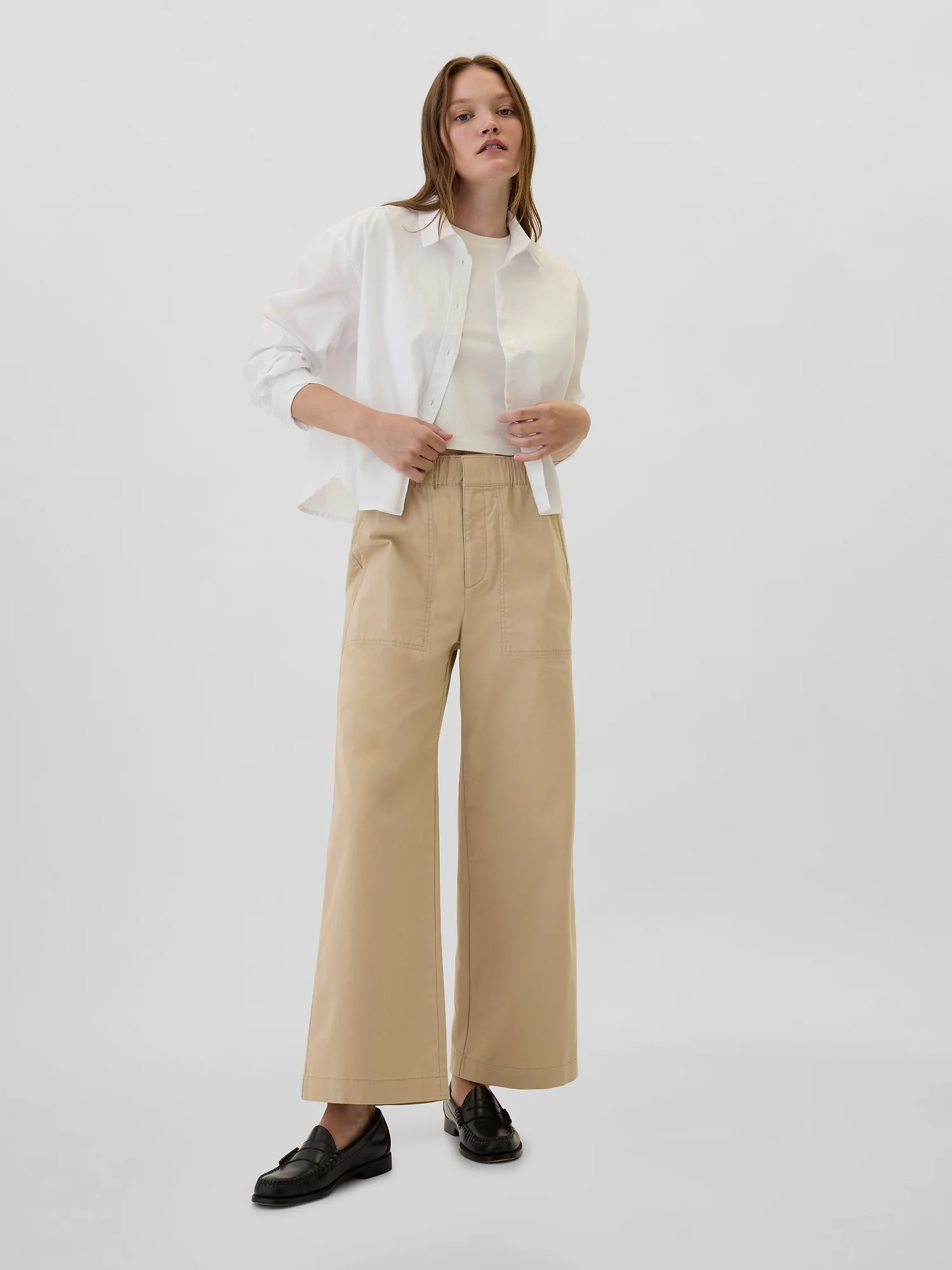 GAP Quần Vải Dài Nữ - Wide Leg