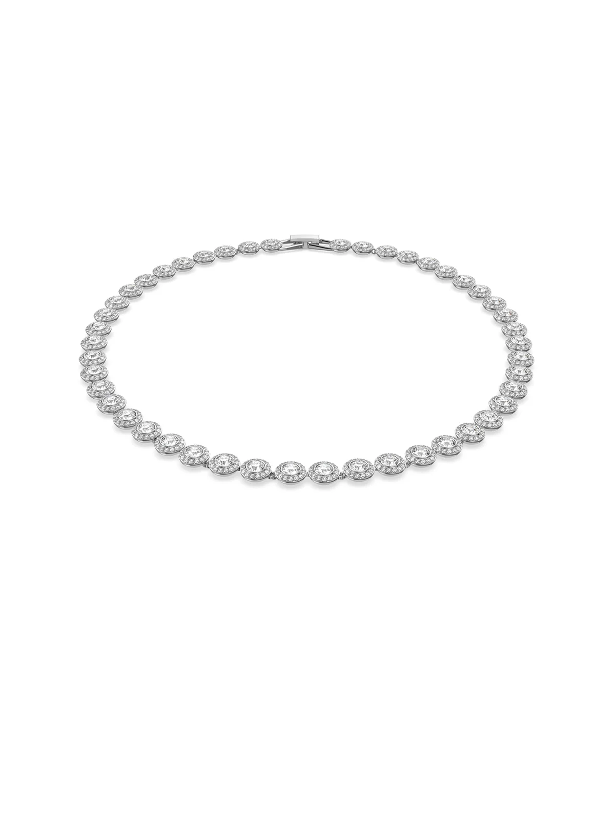 SWAROVSKI Vòng Cổ Angelic, Round Cut, White, Rhodium Plated