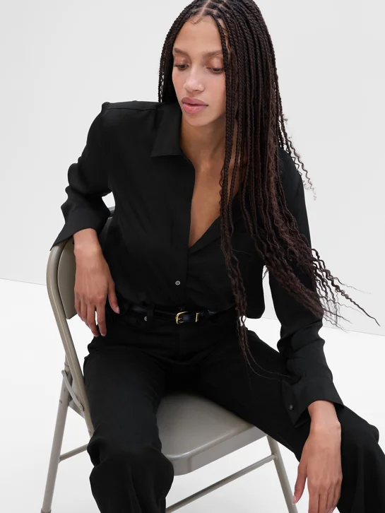 GAP Áo Sơ Mi Tay Dài Nữ - Satin Easy Shirt