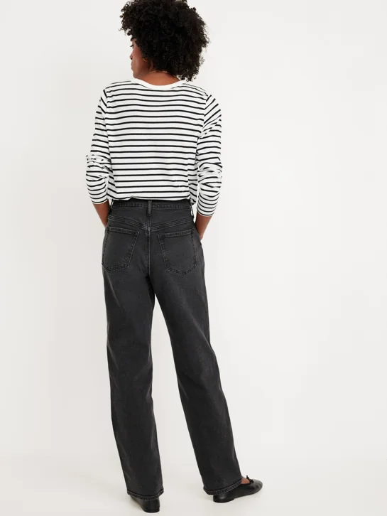 OLD NAVY Quần Jean Ống Rộng Lưng Cao Nữ
