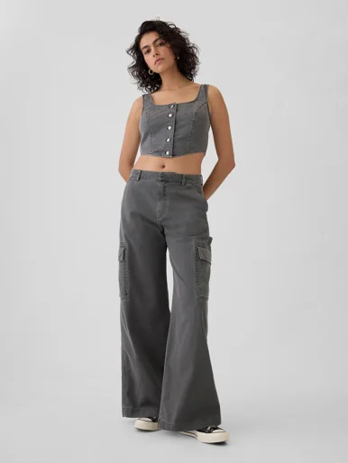 GAP Quần Vải Dài Nữ - Baggy