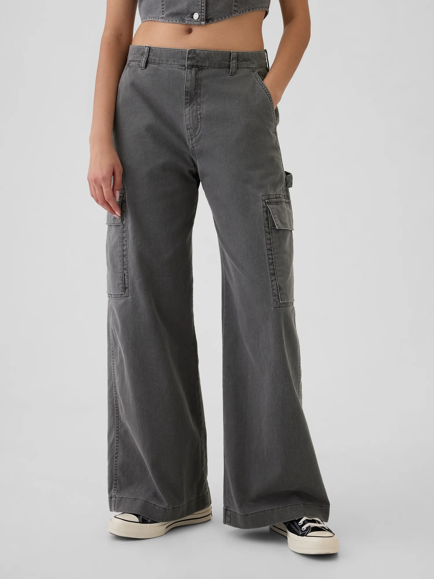 GAP Quần Vải Dài Nữ - Baggy