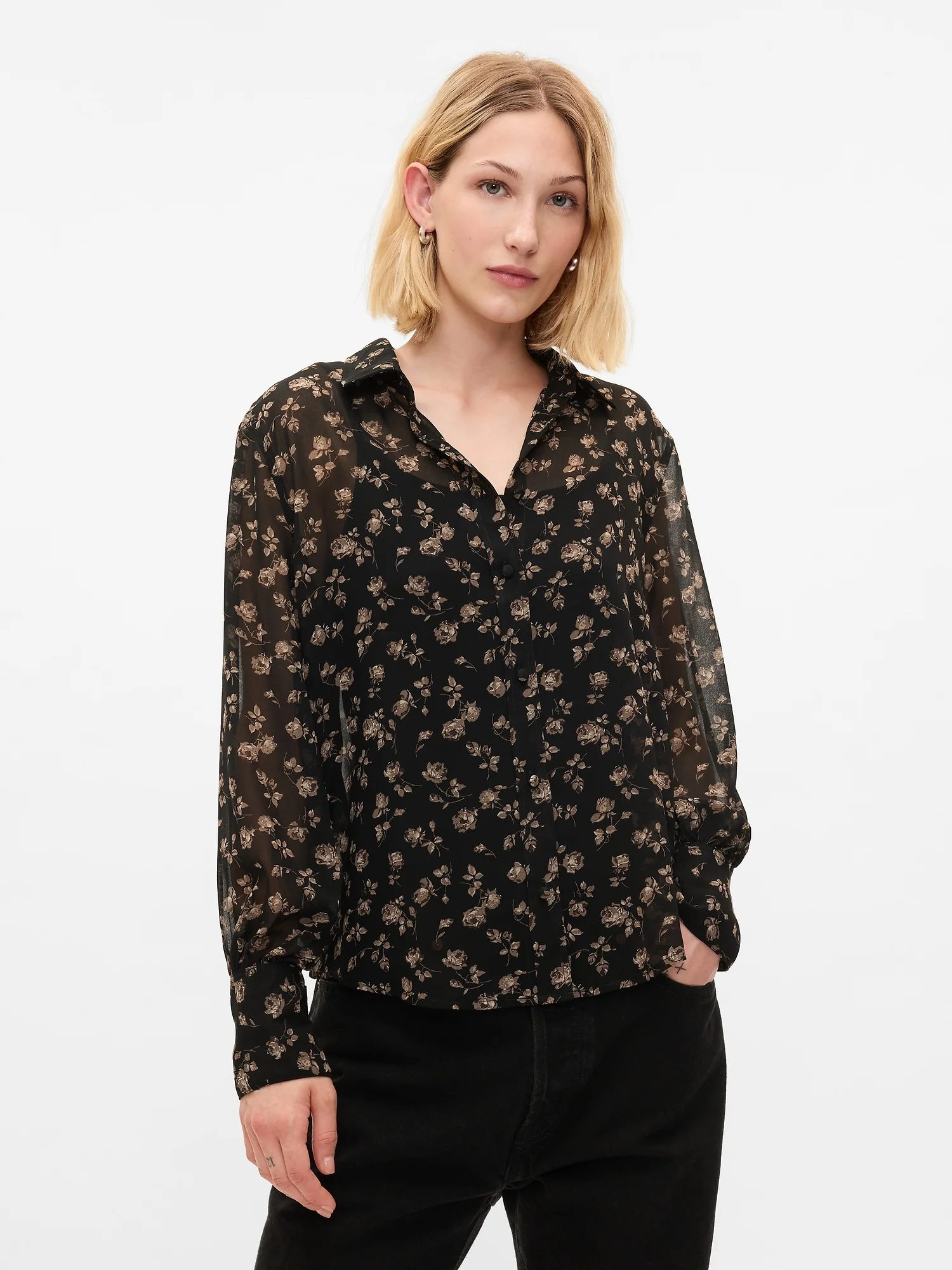 GAP Áo Sơ Mi Tay Dài Nữ