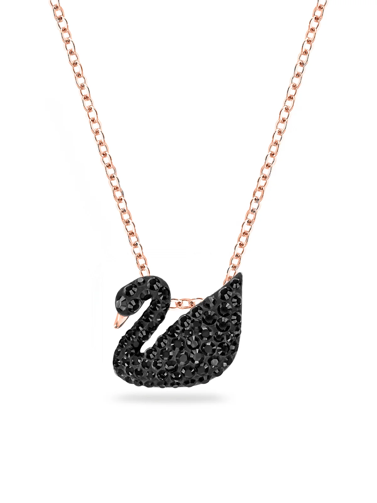 SWAROVSKI Vòng Cổ Swarovski Iconic Swan, Swan, Small, Black, Rose Gold-Tone Plated