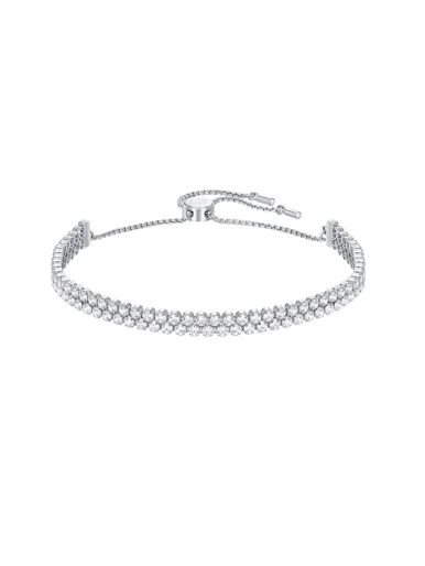 SWAROVSKI Vòng Tay Subtle, White, Rhodium Plated