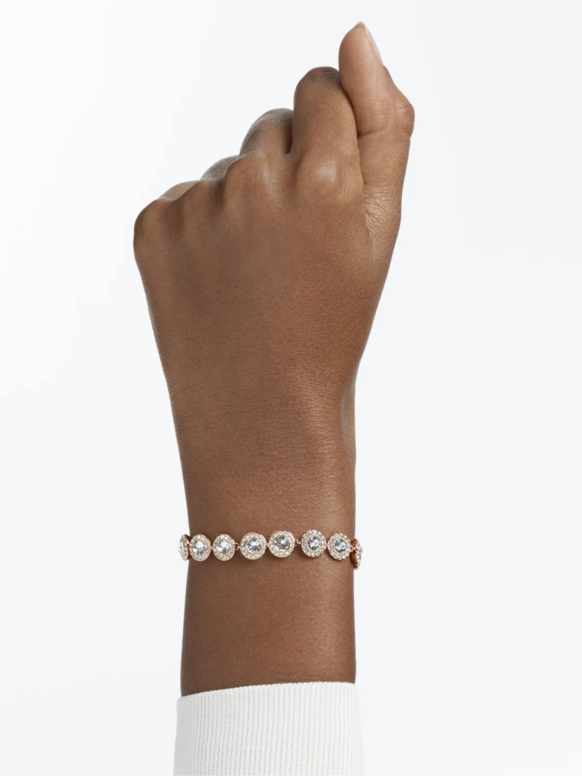 SWAROVSKI Vòng Tay Angelic, Round Cut, White, Rose Gold-Tone Plated