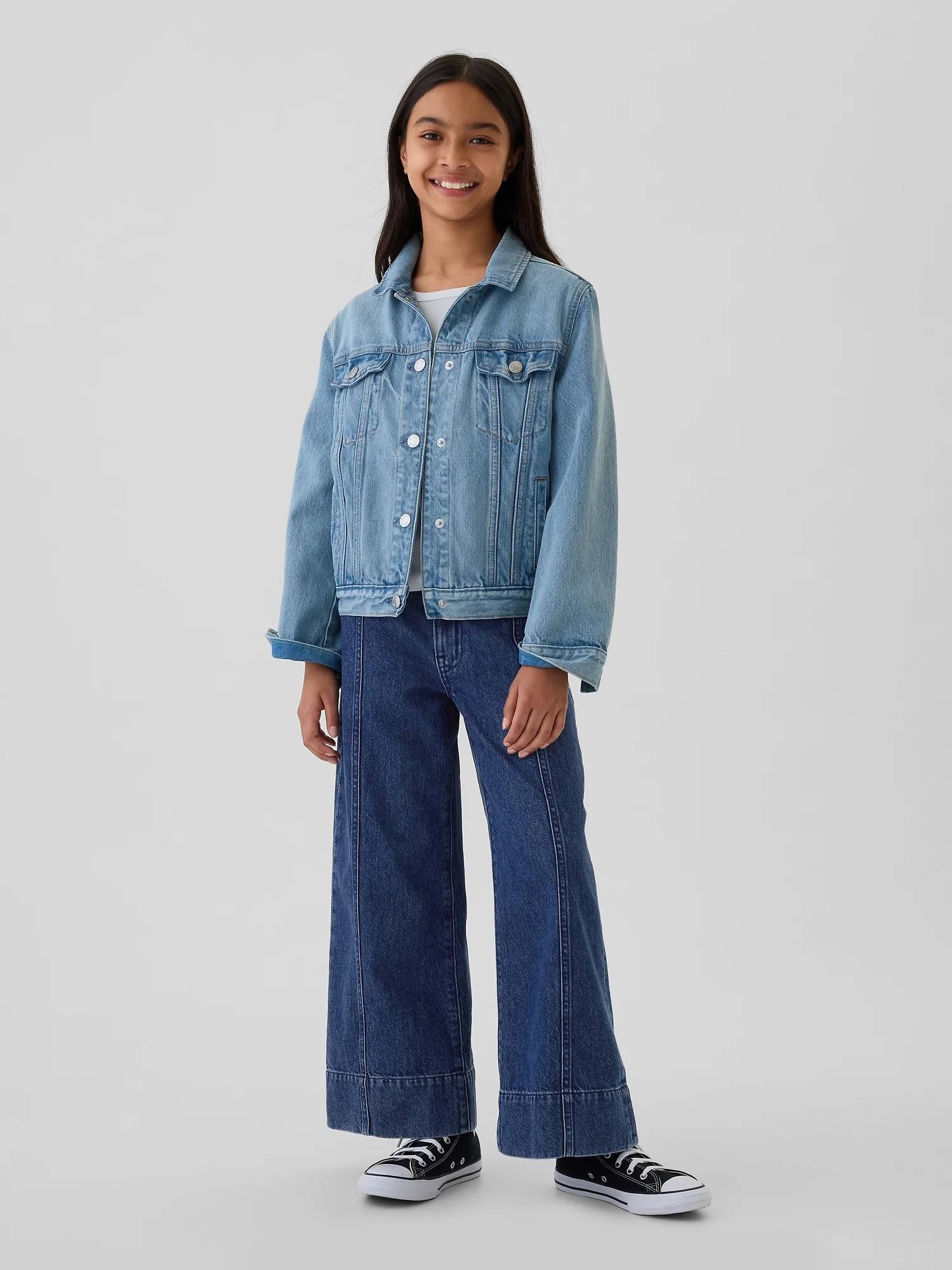 GAP Quần Jeans Dài Bé Gái - Denim Wide Leg 
