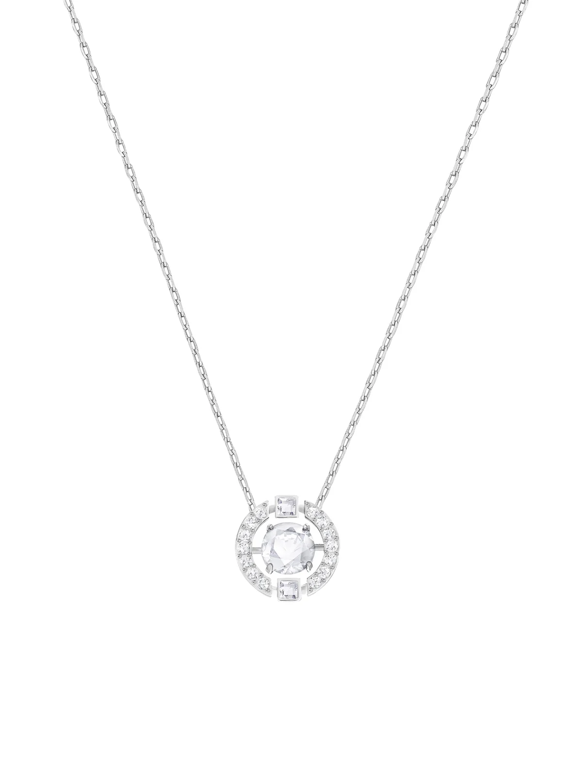 SWAROVSKI Vòng Cổ Swarovski Sparkling Dance, Round Cut, White, Rhodium Plated