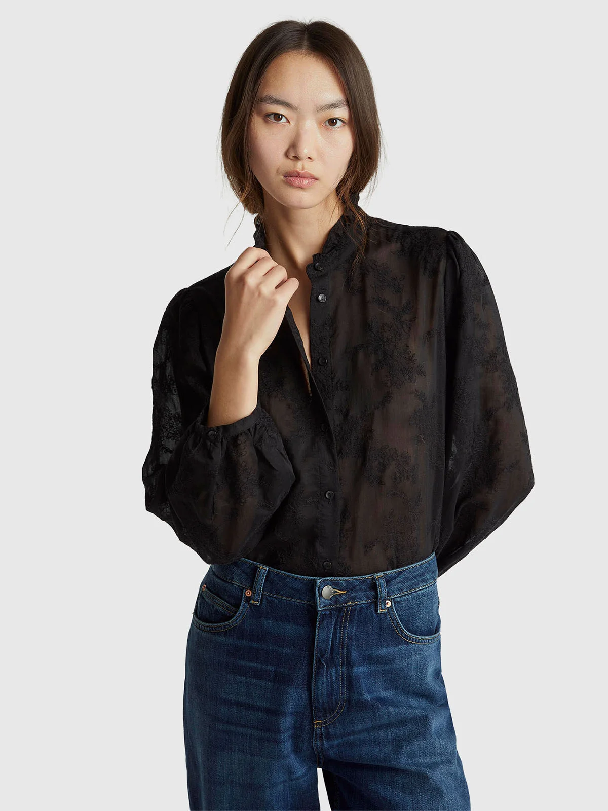 UNITED COLORS OF BENETTON Áo Sơ Mi Dài Tay Nữ Women Shirt