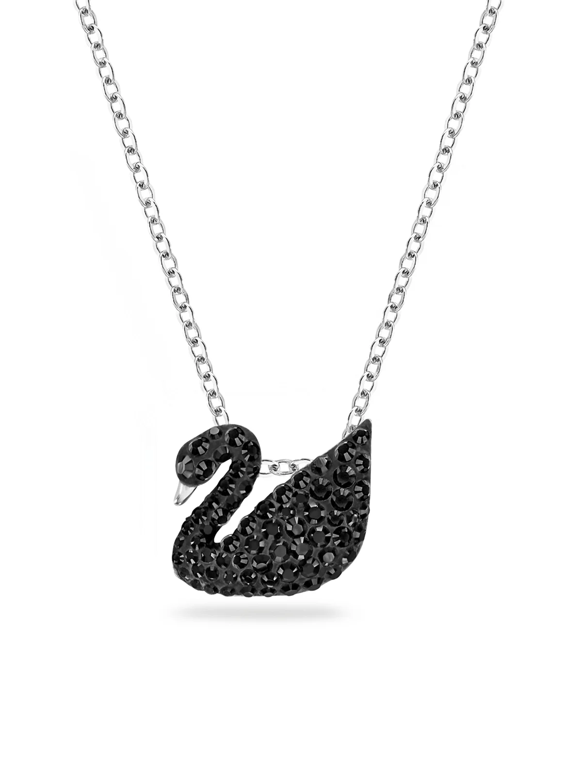 SWAROVSKI Vòng Cổ Swarovski Iconic Swan, Swan, Small, Black, Rhodium Plated