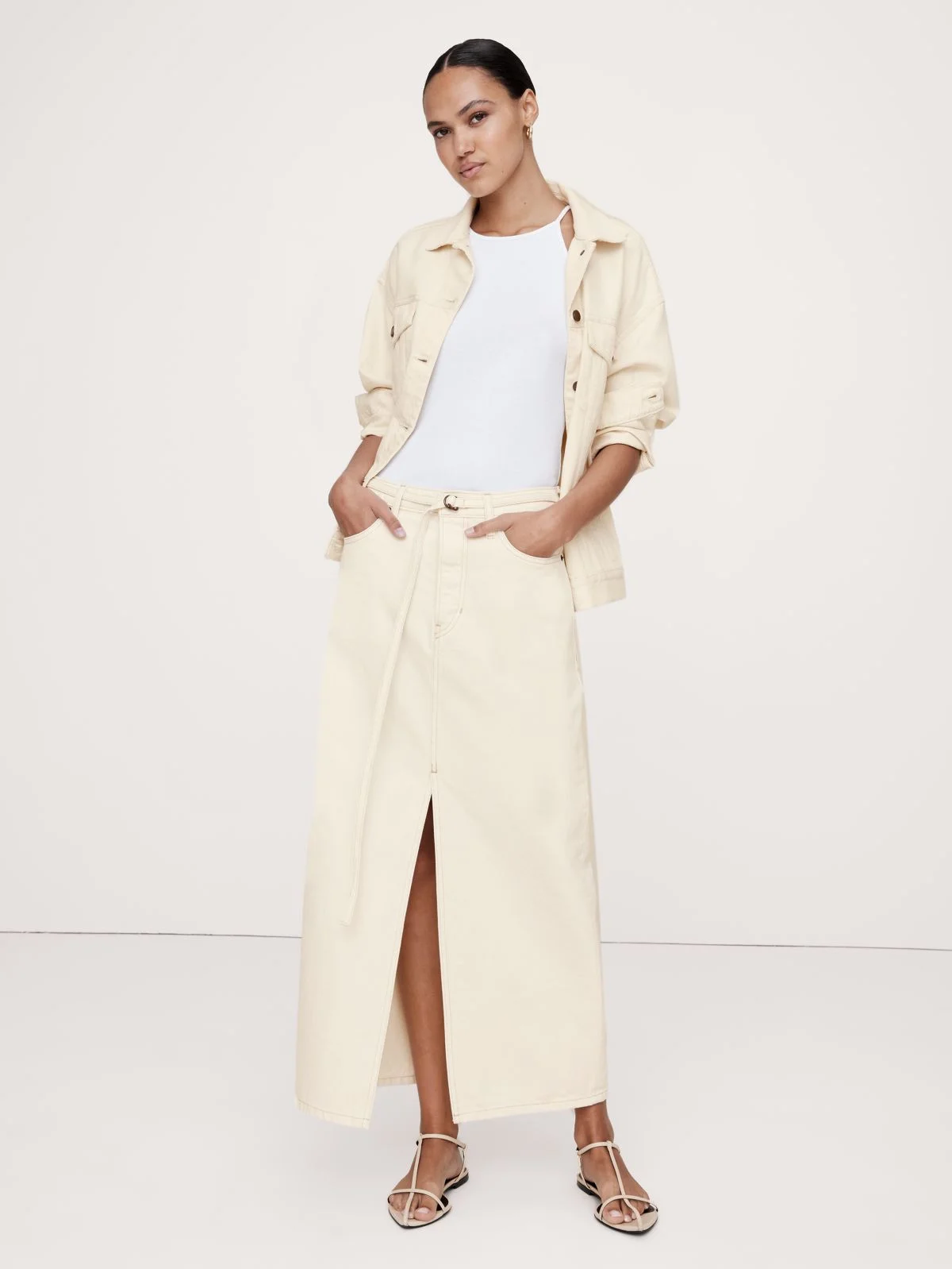 BANANA REPUBLIC Chân Váy Nữ Denim Maxi Ski