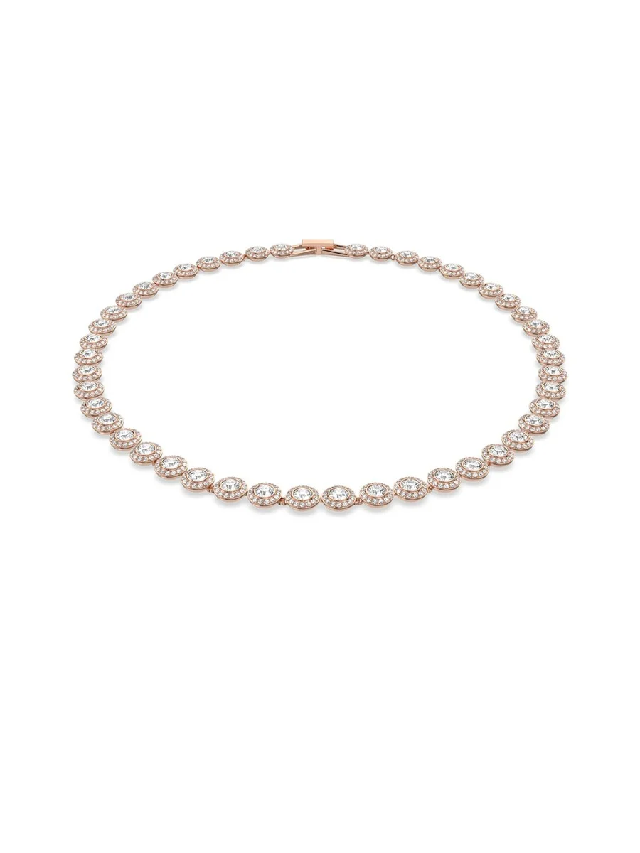 SWAROVSKI Vòng Cổ Angelic, Round Cut, White, Rose Gold-Tone Plated
