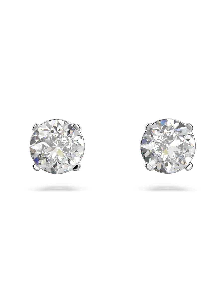 SWAROVSKI Bông Tai Attract Stud, Round Cut, Small, White, Rhodium Plated